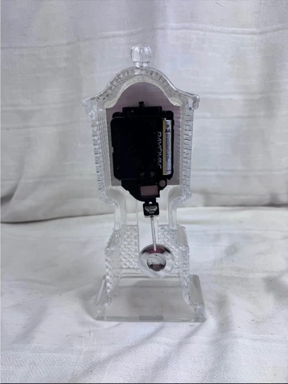Vintage Godinger Clear Crystal Pendulum Desk Clock - Clear